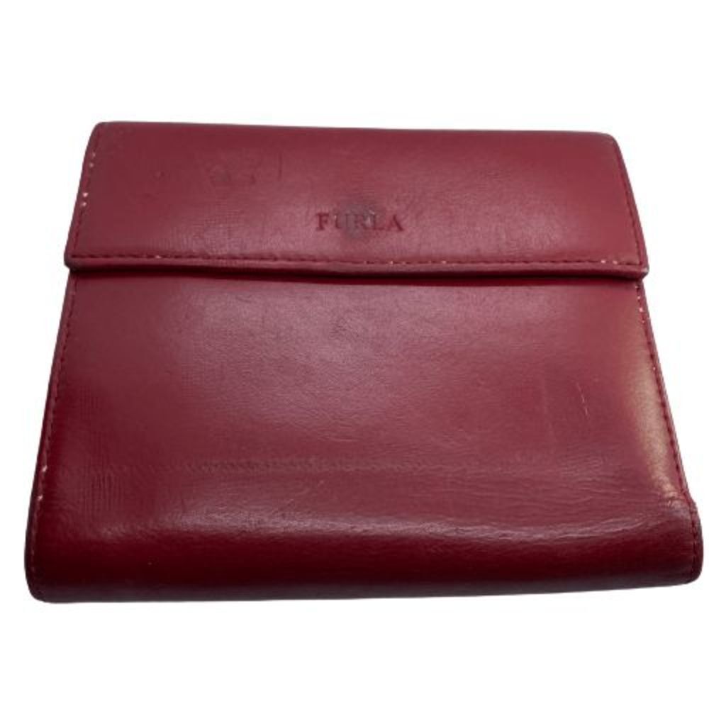 Authentic FURLA Red Leather Large Bifold Wallet **WORN**